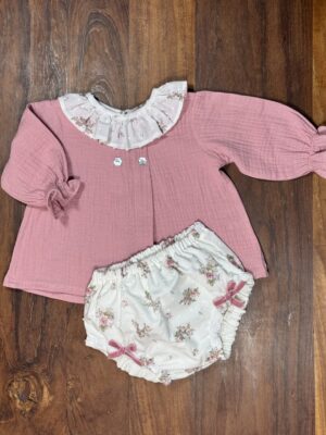 Blusa bámbula rosa empolvado